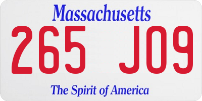 MA license plate 265JO9