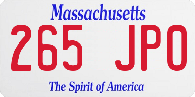 MA license plate 265JP0