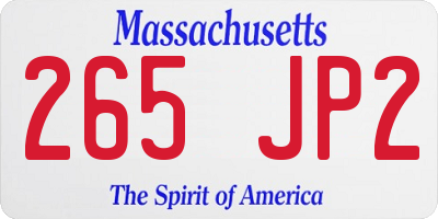 MA license plate 265JP2