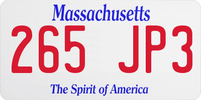 MA license plate 265JP3