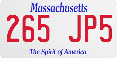 MA license plate 265JP5