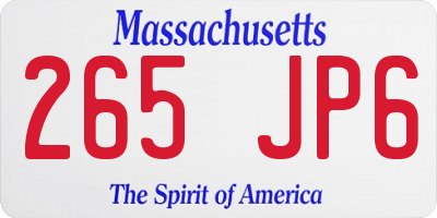 MA license plate 265JP6