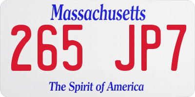 MA license plate 265JP7