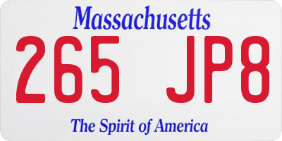 MA license plate 265JP8