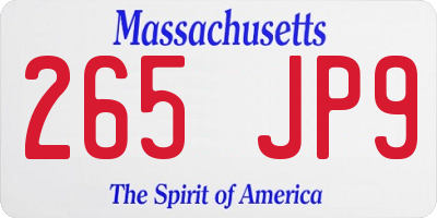 MA license plate 265JP9