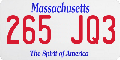 MA license plate 265JQ3