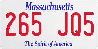MA license plate 265JQ5