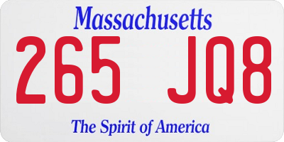 MA license plate 265JQ8