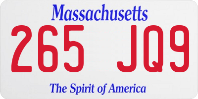 MA license plate 265JQ9