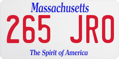 MA license plate 265JR0