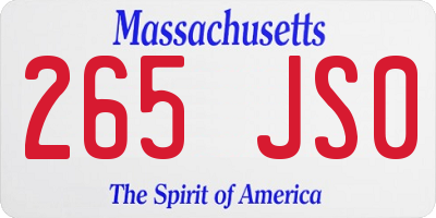 MA license plate 265JS0