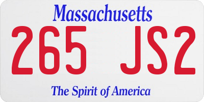 MA license plate 265JS2