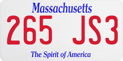 MA license plate 265JS3