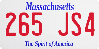 MA license plate 265JS4
