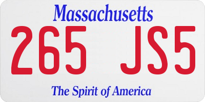 MA license plate 265JS5