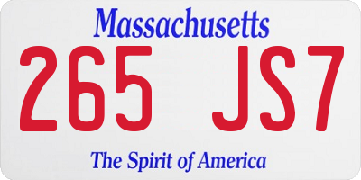 MA license plate 265JS7