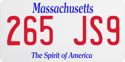 MA license plate 265JS9