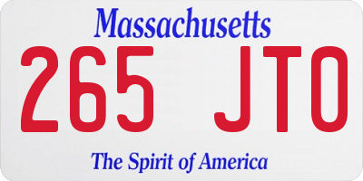 MA license plate 265JT0