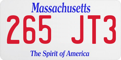 MA license plate 265JT3