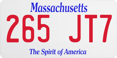 MA license plate 265JT7
