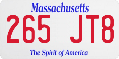 MA license plate 265JT8