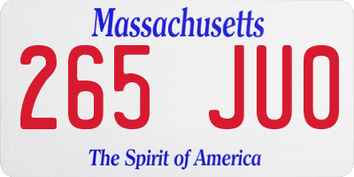 MA license plate 265JU0
