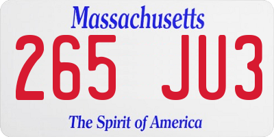 MA license plate 265JU3