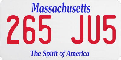 MA license plate 265JU5