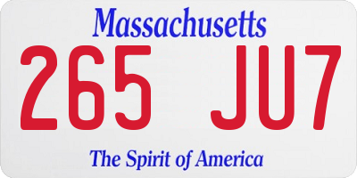 MA license plate 265JU7