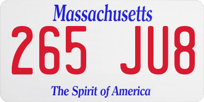 MA license plate 265JU8