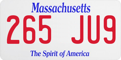 MA license plate 265JU9