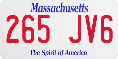 MA license plate 265JV6