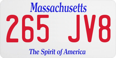 MA license plate 265JV8