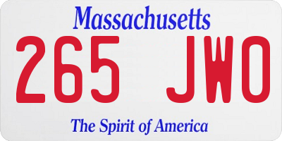 MA license plate 265JW0