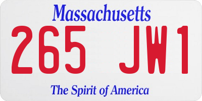 MA license plate 265JW1
