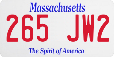 MA license plate 265JW2