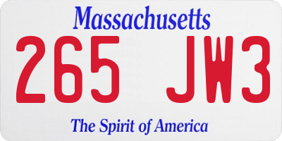 MA license plate 265JW3