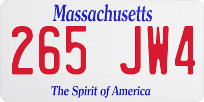 MA license plate 265JW4