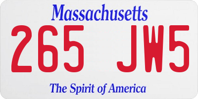 MA license plate 265JW5