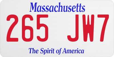 MA license plate 265JW7