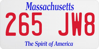 MA license plate 265JW8