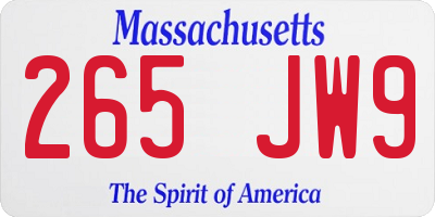 MA license plate 265JW9