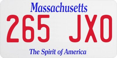 MA license plate 265JX0
