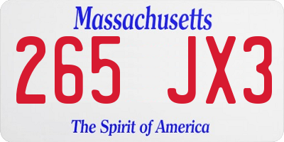 MA license plate 265JX3