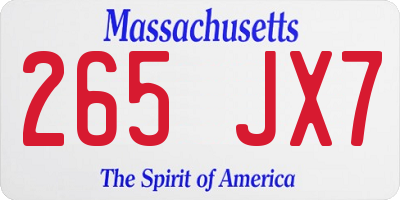 MA license plate 265JX7