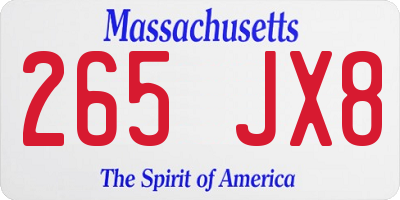 MA license plate 265JX8
