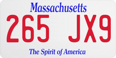 MA license plate 265JX9