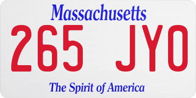 MA license plate 265JY0
