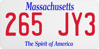 MA license plate 265JY3