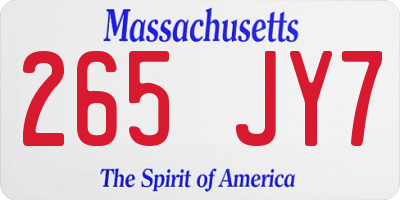 MA license plate 265JY7